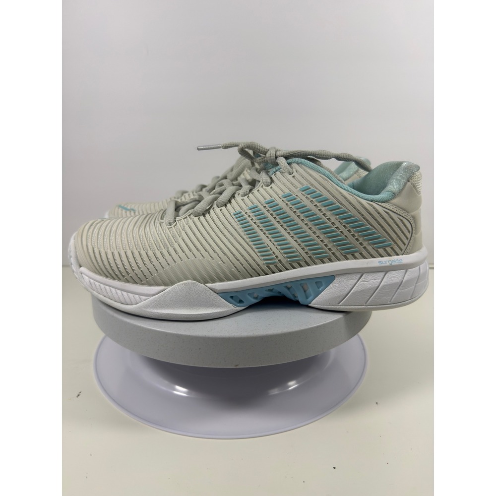 K-Swiss Women's Tennis Shoes Low Court Sneakers Cream Blue Size 9 - Picture 2 of 15